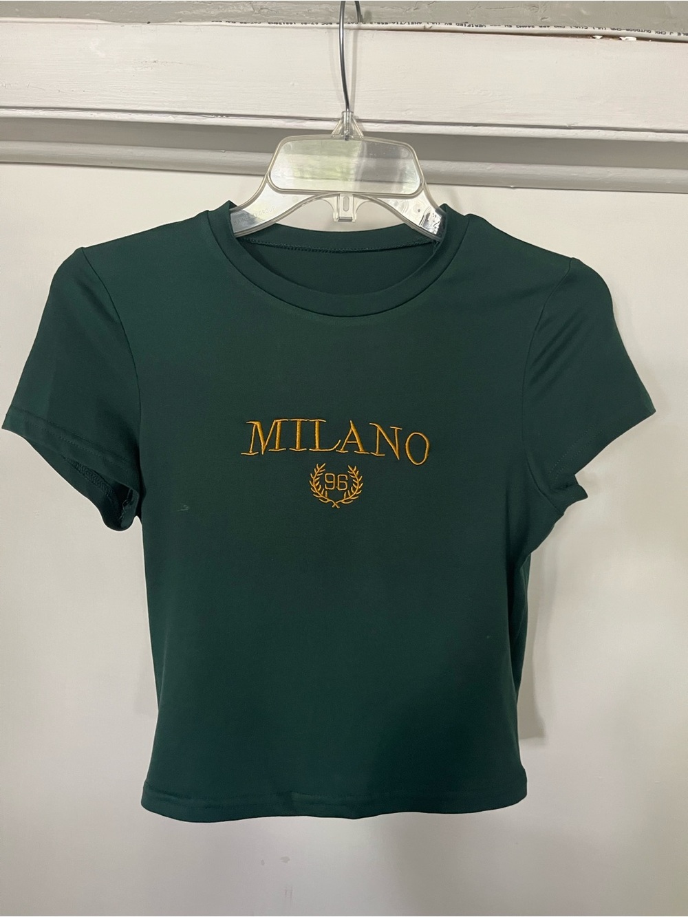Milano Embroidered Dark Green Crop Tee